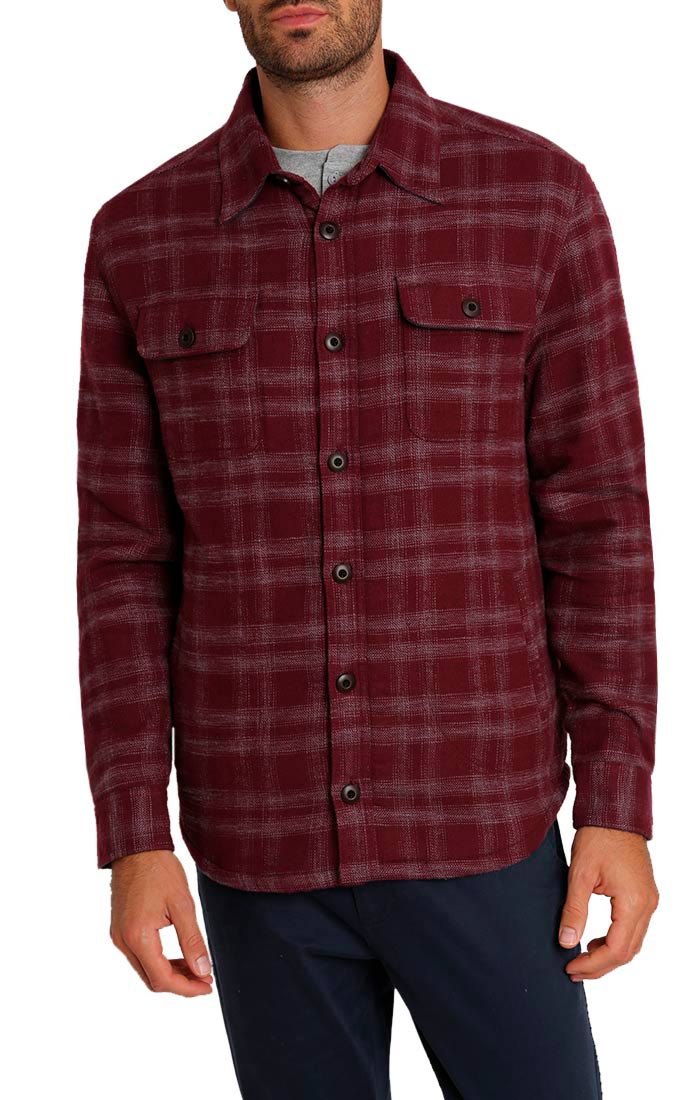Burgundy Sherpa Lined Flannel Shirt Jacket - stjohnscountycondos