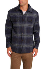Indigo Sherpa Lined Flannel Shirt Jacket - stjohnscountycondos