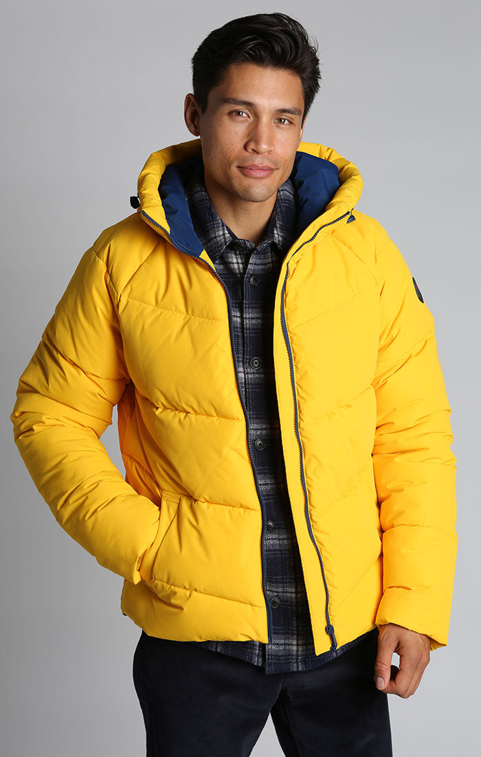 Yellow Hooded Puffer Jacket - stjohnscountycondos